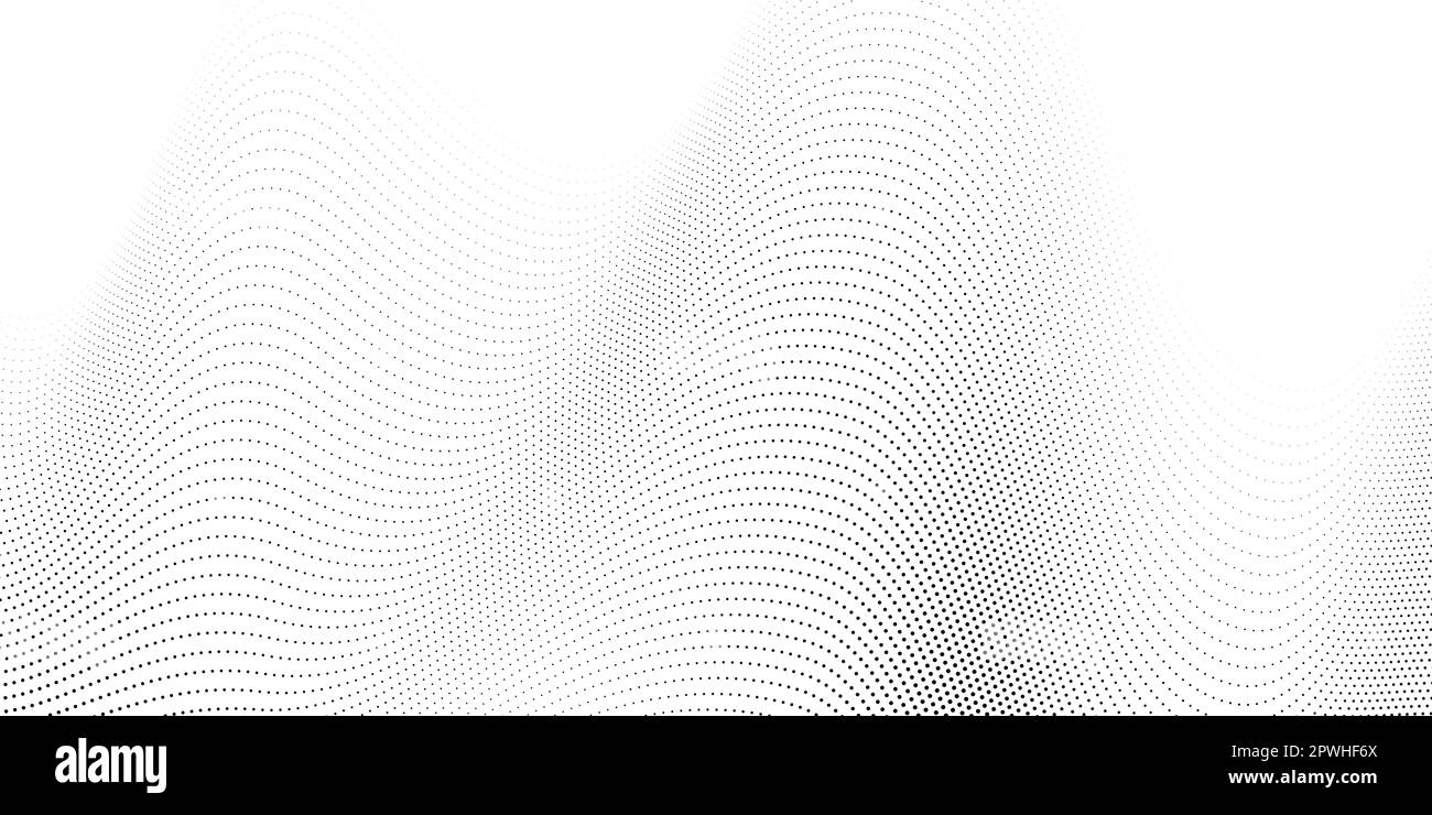 Halftone wave lines background. Abstract dotted stripes texture. Warped