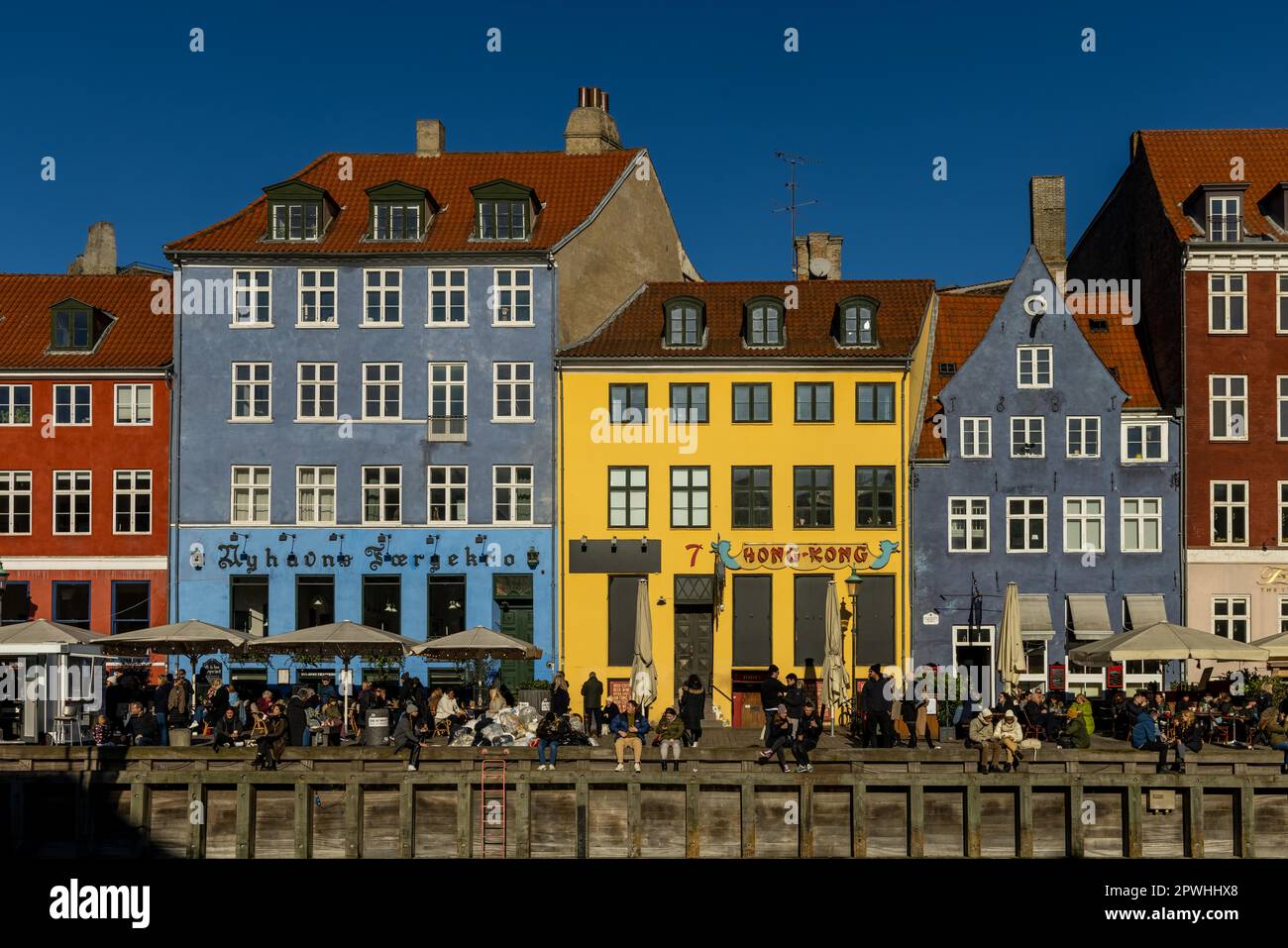 Nyhavn, street with colourful houses, Copenhagen, Denmark Stock Photo