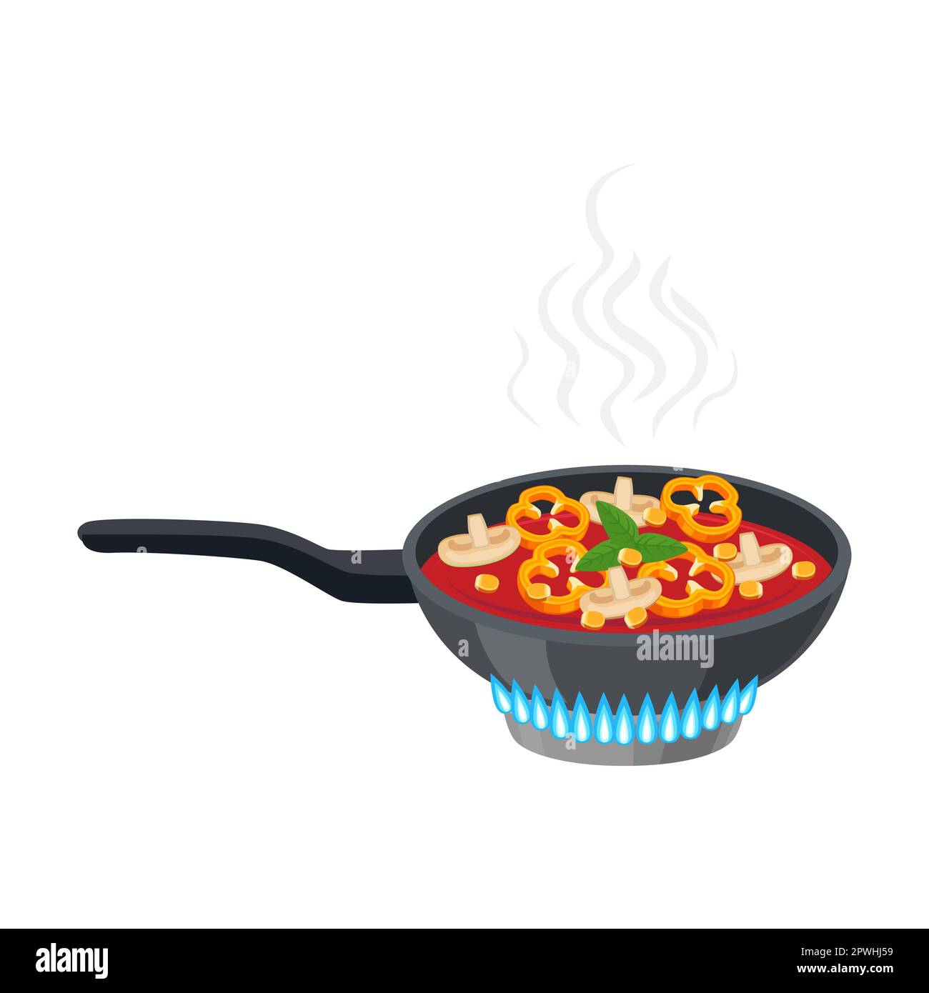 Boiling Water In Aluminium Kettle On Gas Flame Realistic Vector