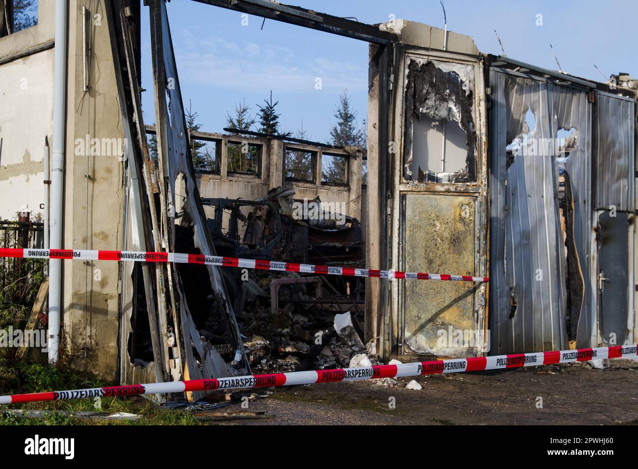 Fire Grage Fire Garage Estate Guentersberge 2014 Stock Photo - Alamy