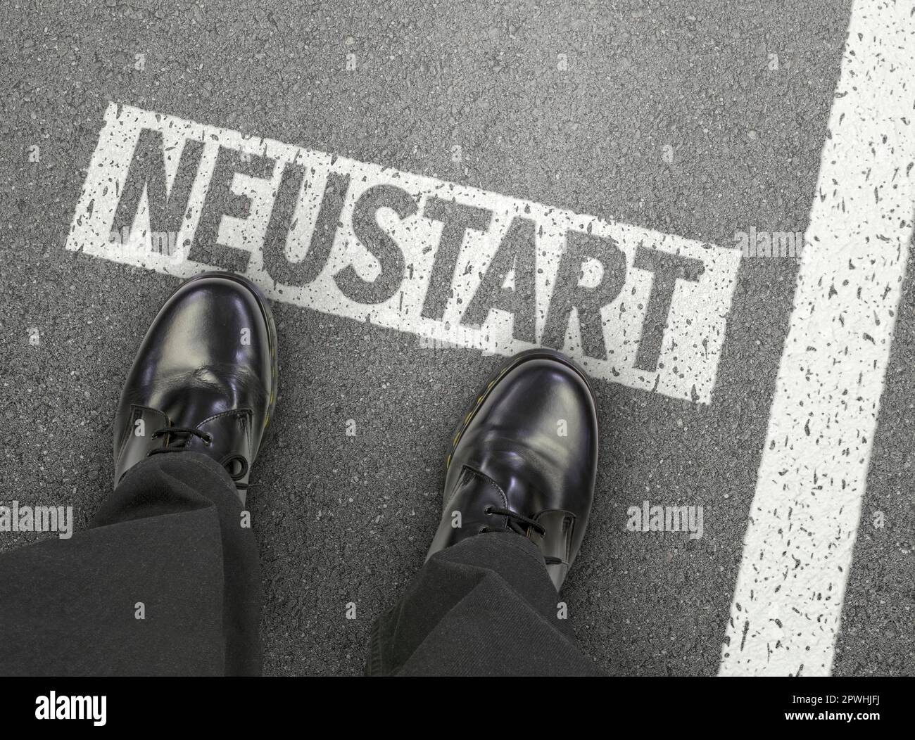 New start, new beginning, start, new start, change life job, profession, start, career, restart, go, startline, new way, business, road, work, now Stock Photo