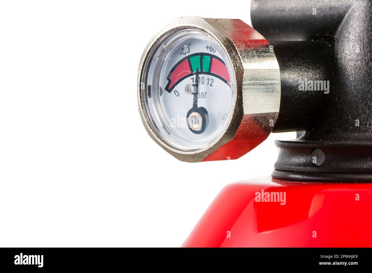 Manometer of a fire extinguisher. The pressure gauge is in the ideal