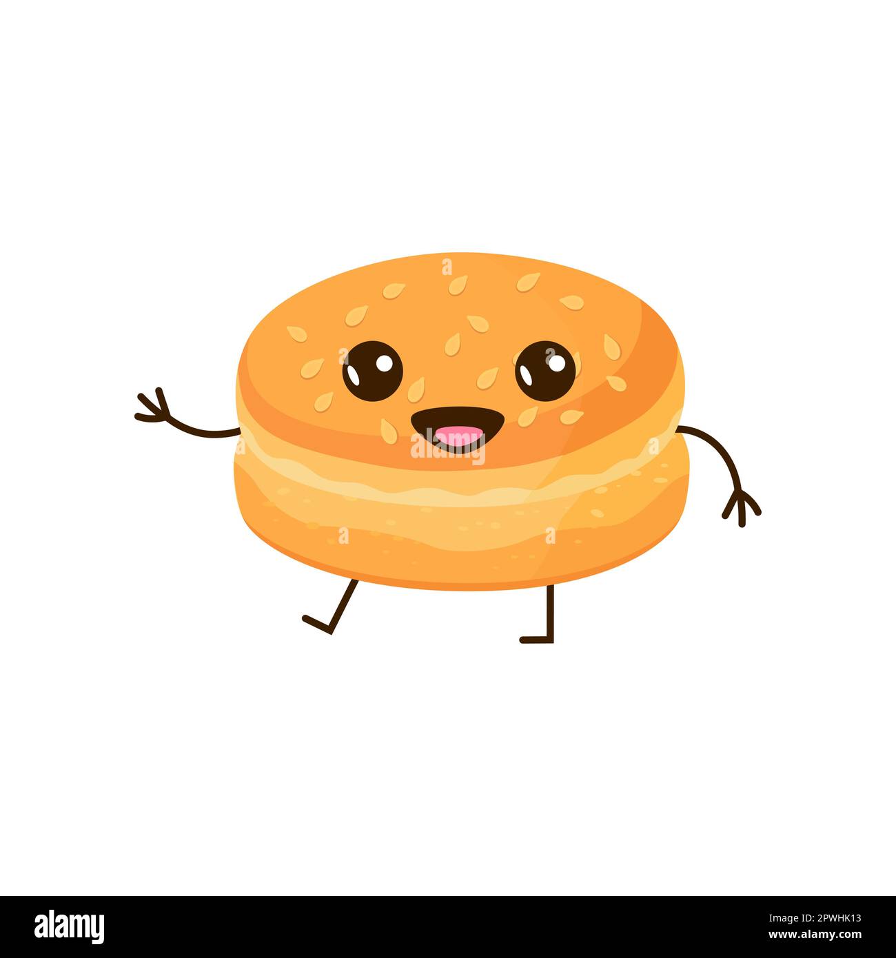 Cute burger bun cartoon character vector illustration Stock Vector