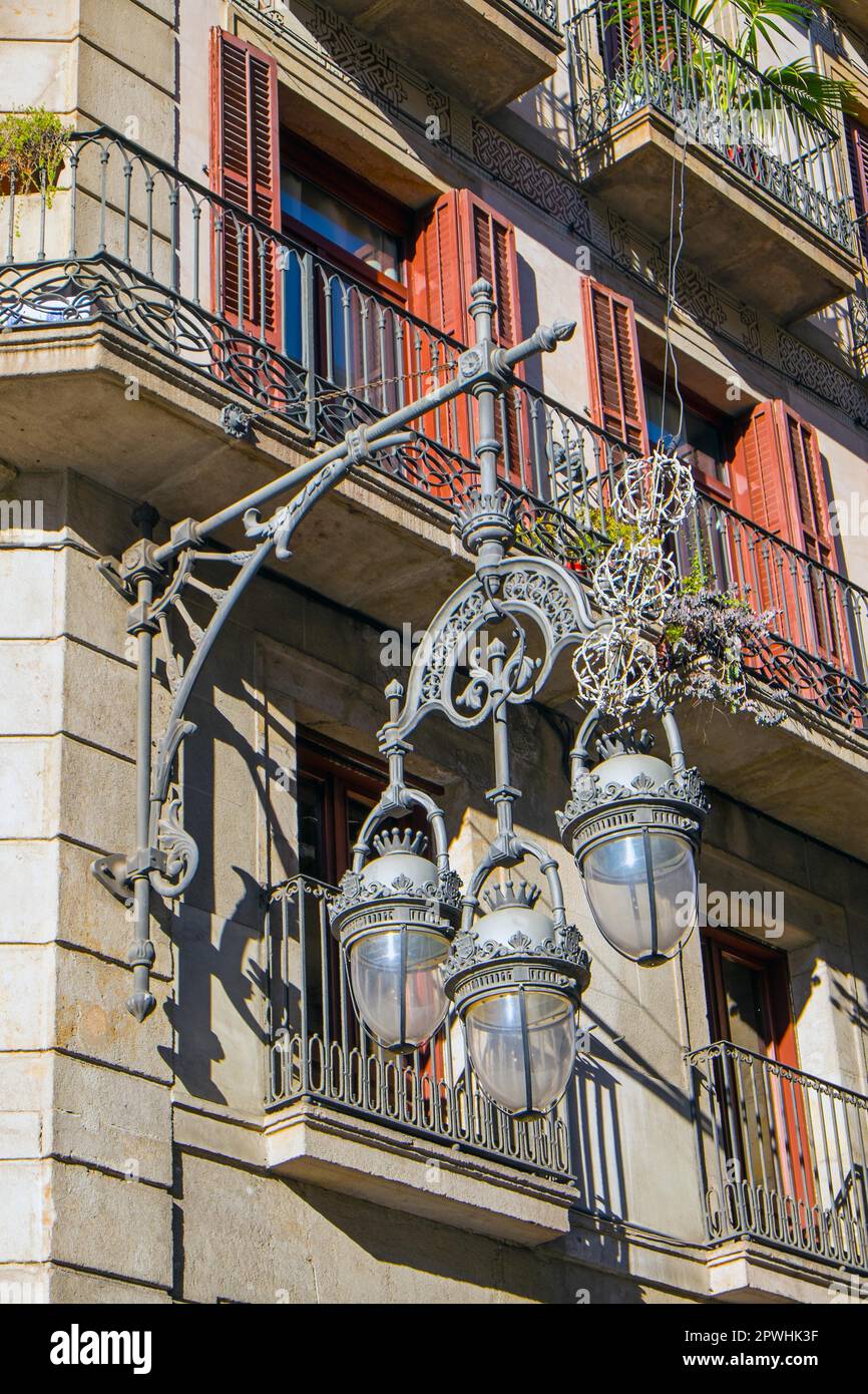 Old street lamp in Barcelona, Spain Stock Photo - Alamy