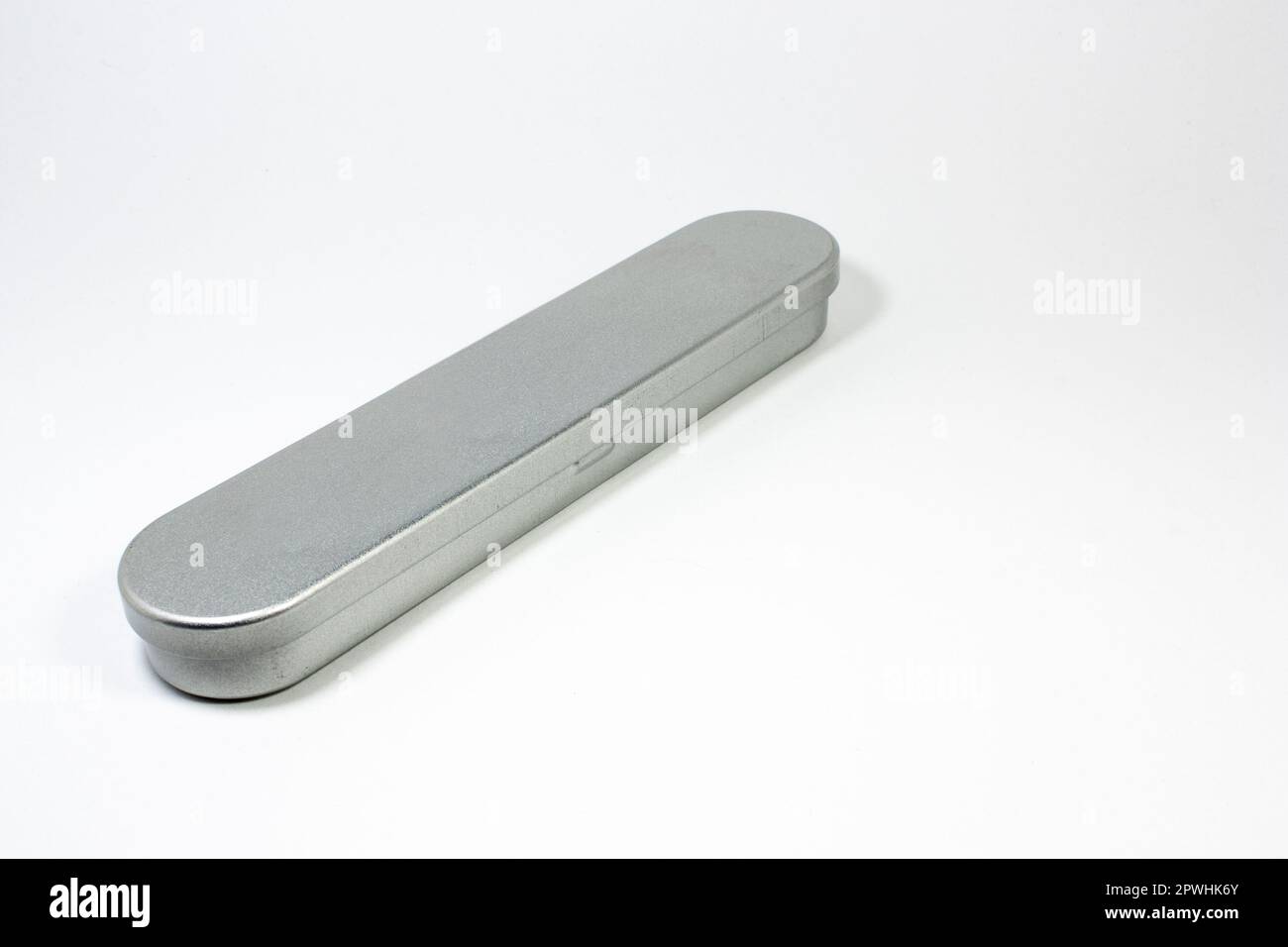 Empty metal long box on white background Stock Photo