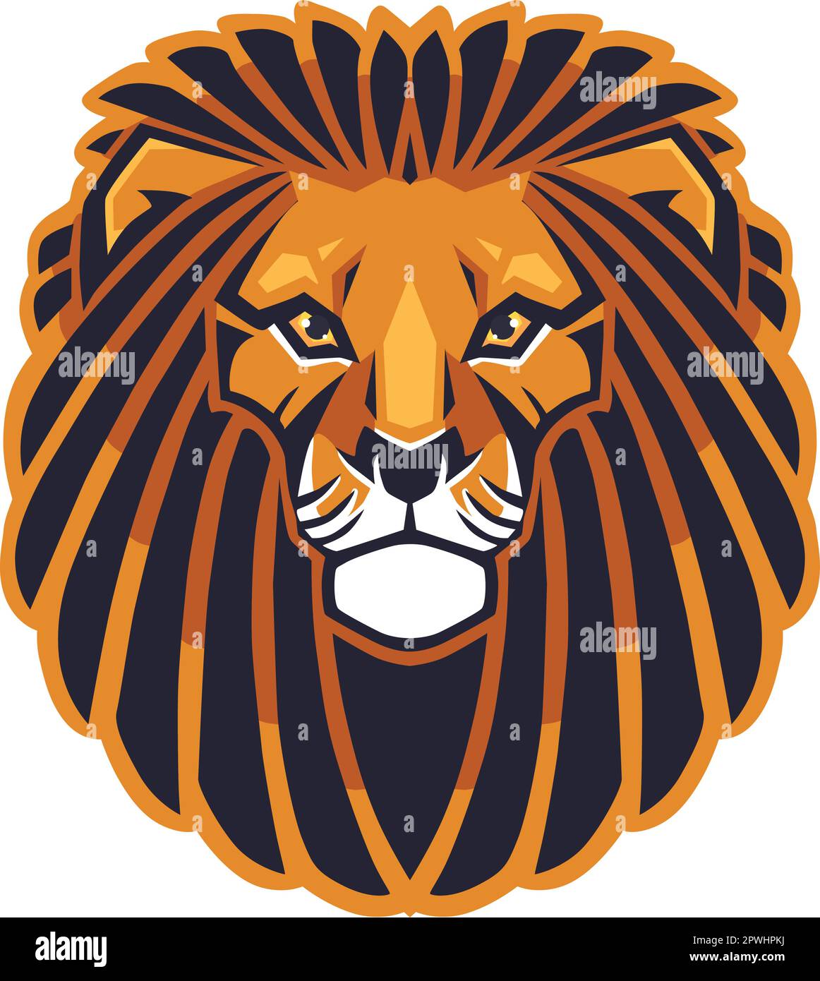 Lion Head Vector Illustration. Colour and BW Stock Vector