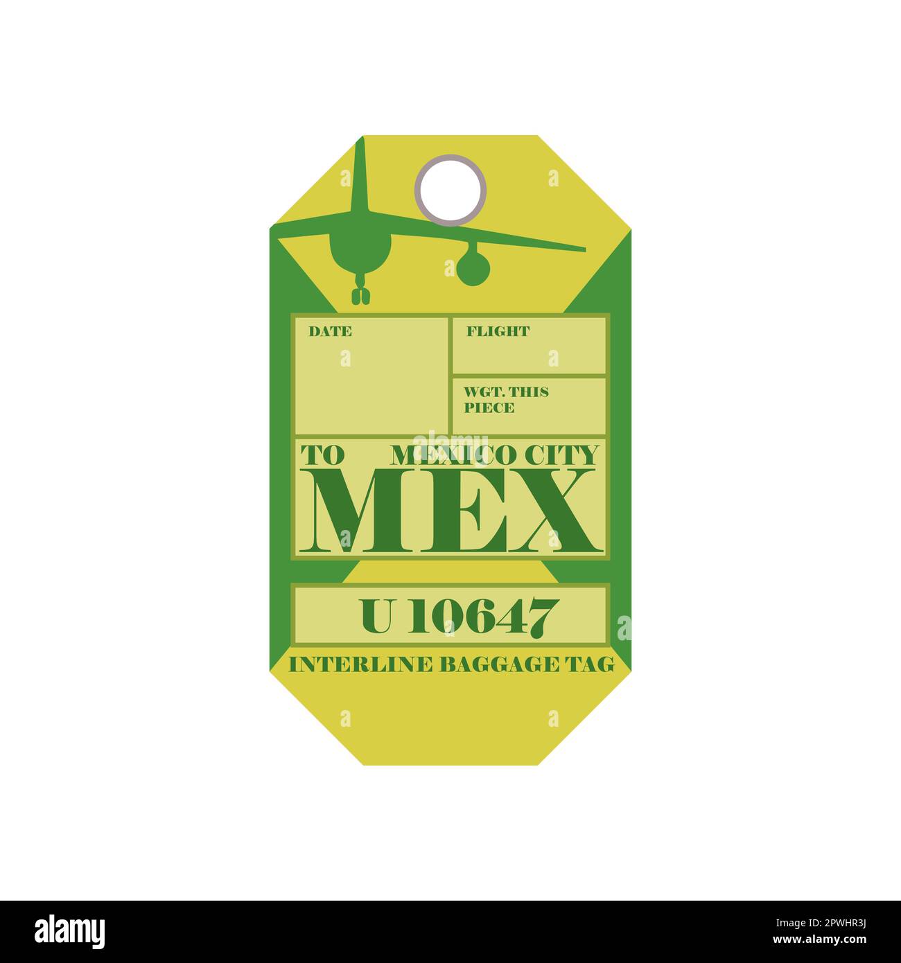 Vintage suitcase label or ticket design with Mexico Stock Vector