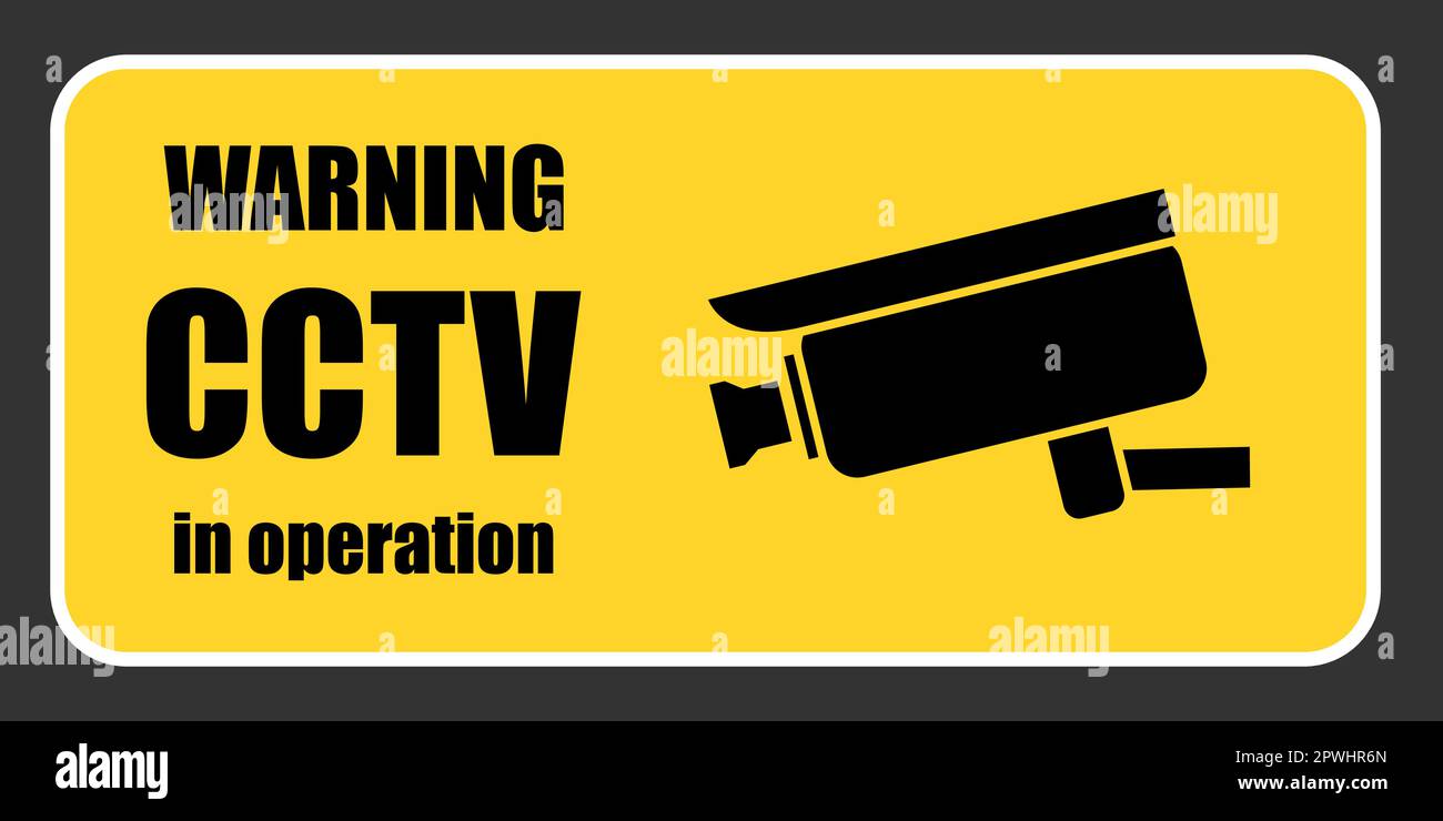 CCTV in operation warning sign. Vector sticker design for security