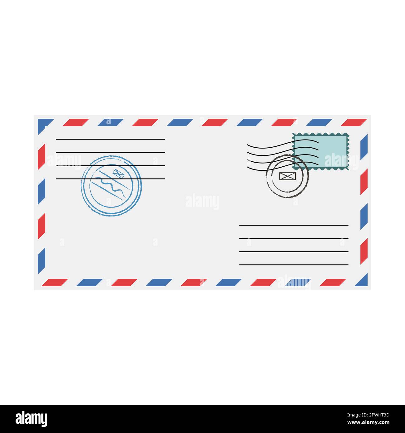 Envelope with seals and stamps vector illustration. Letters with stamps
