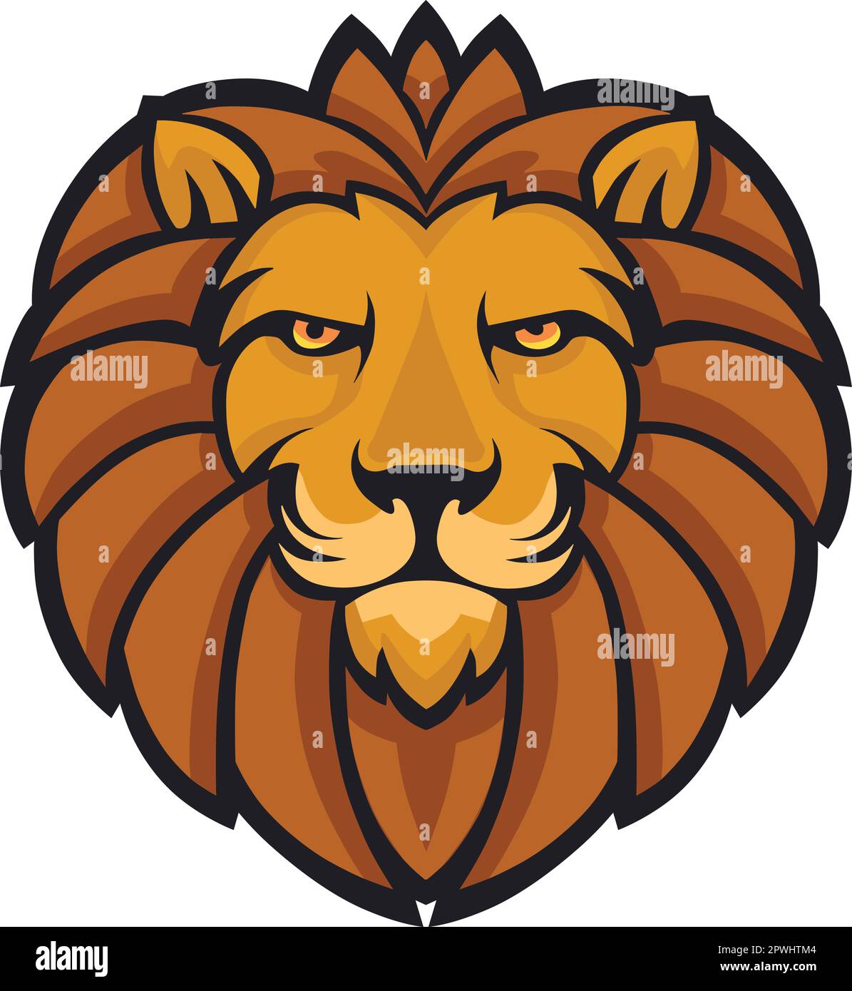 Lion Head Vector Illustration. Colour and BW Stock Vector