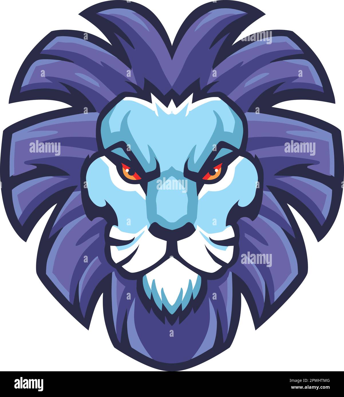 Lion Head Vector Illustration. Colour and BW Stock Vector