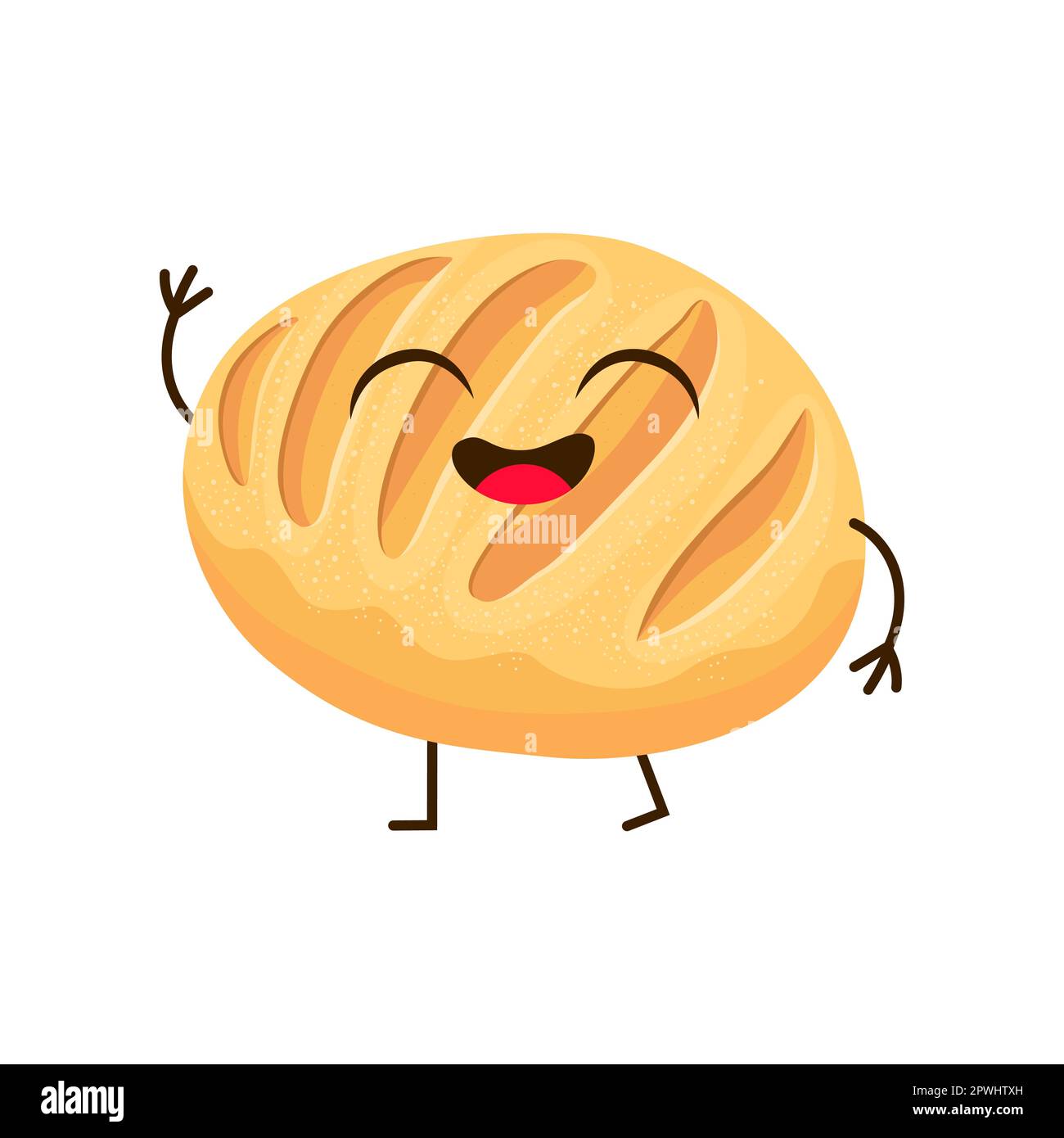 Cute bread ciabatta cartoon character vector illustration Stock Vector