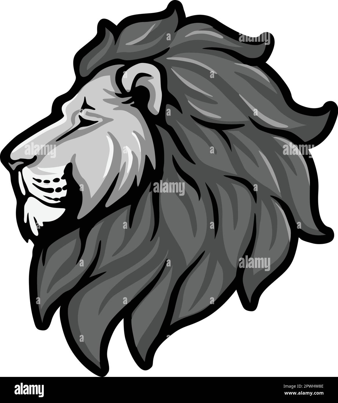 Lion Head Vector Illustration. Colour and BW Stock Vector