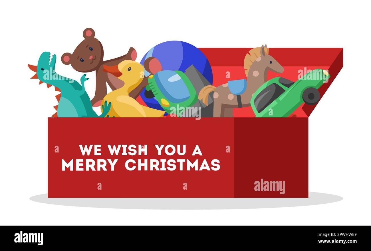 Childhood toys in box as gifts for Christmas vector illustration Stock Vector Image & Art Alamy