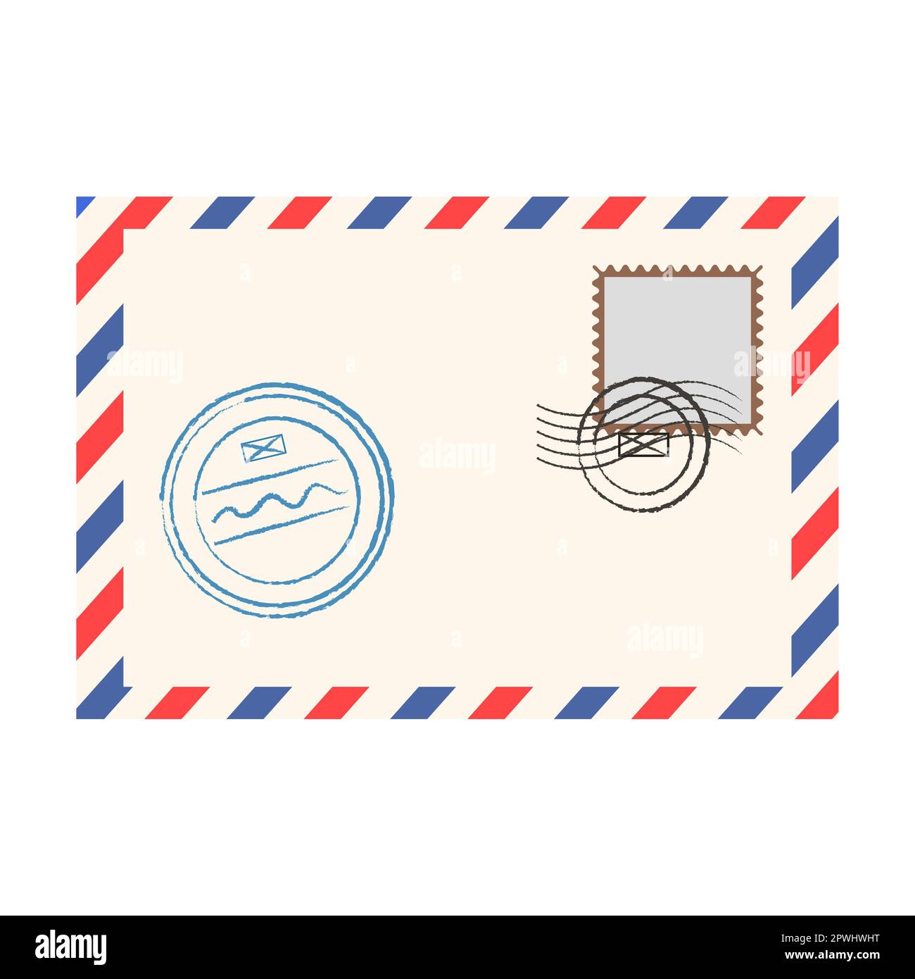 Paper closed envelope vector illustration. Letters with stamps