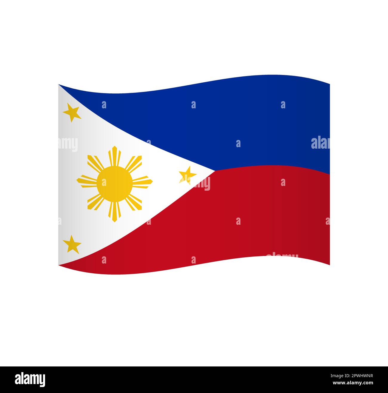 Philippines flag simple wavy vector icon with shading Stock Vector