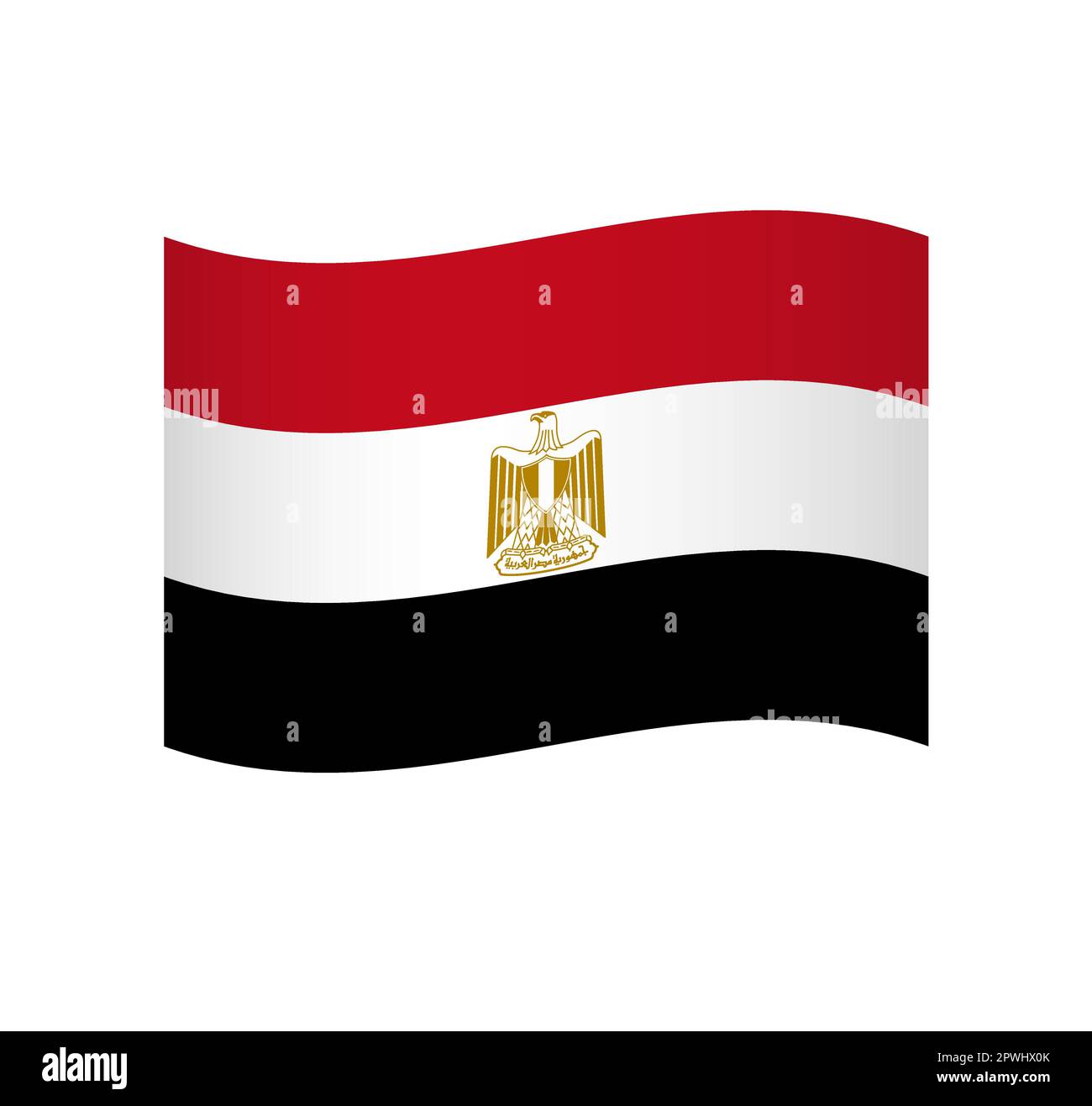 Egypt flag - simple wavy vector icon with shading. Stock Vector