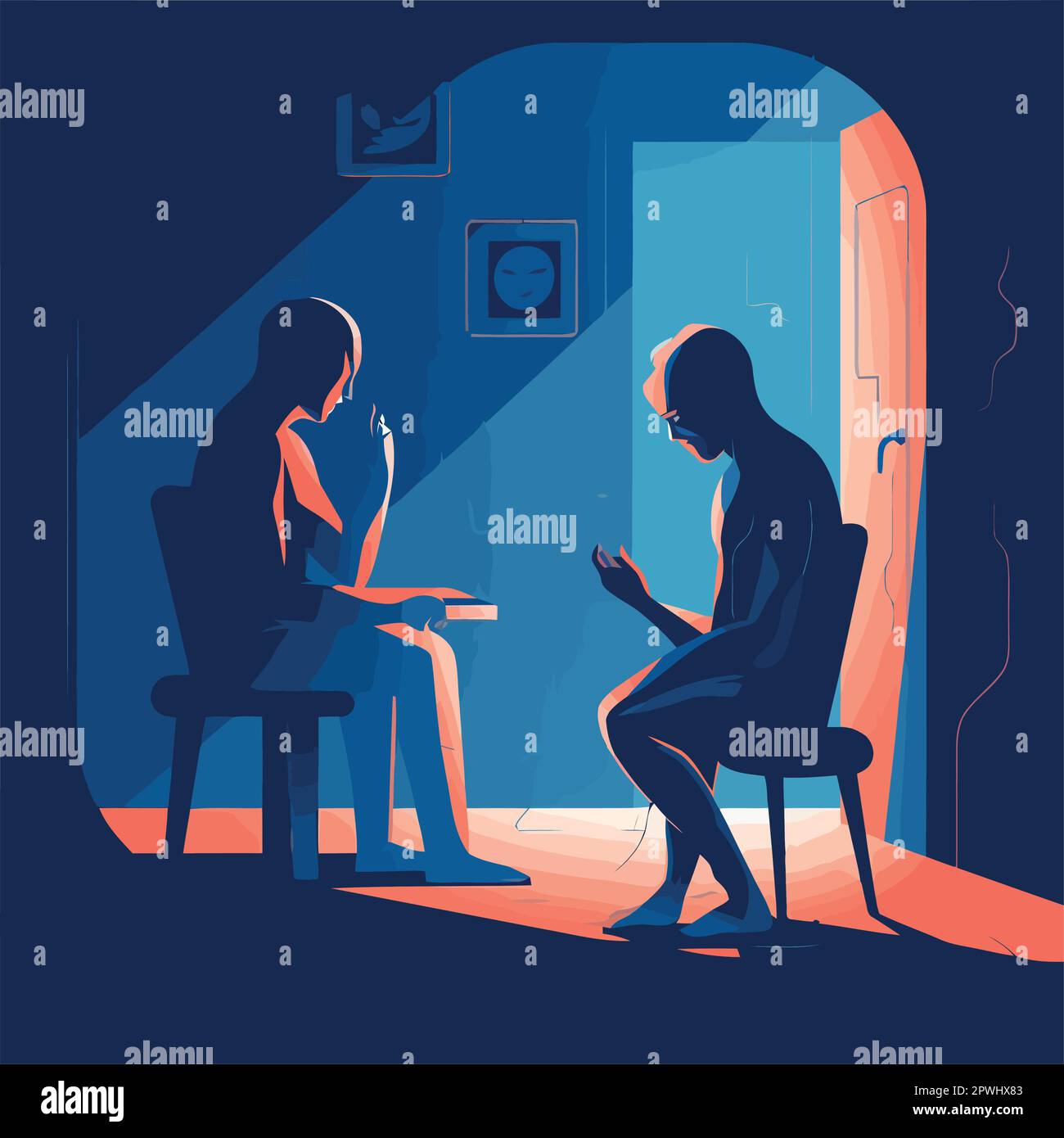 Patient and psychologist, sitting in armchairs Stock Vector Image & Art