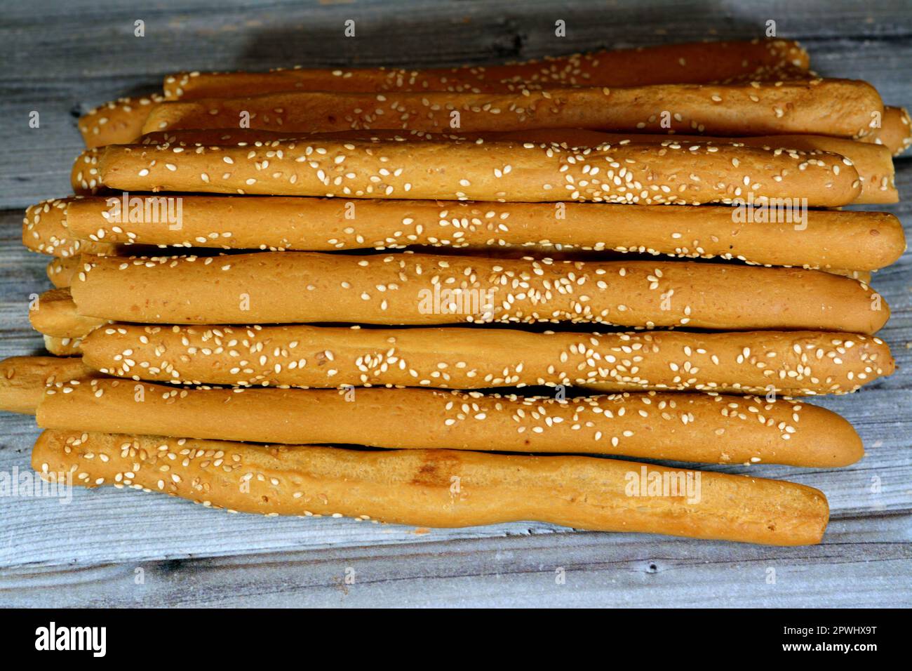Pile of Breadsticks, also known as grissini, grissino or dipping sticks