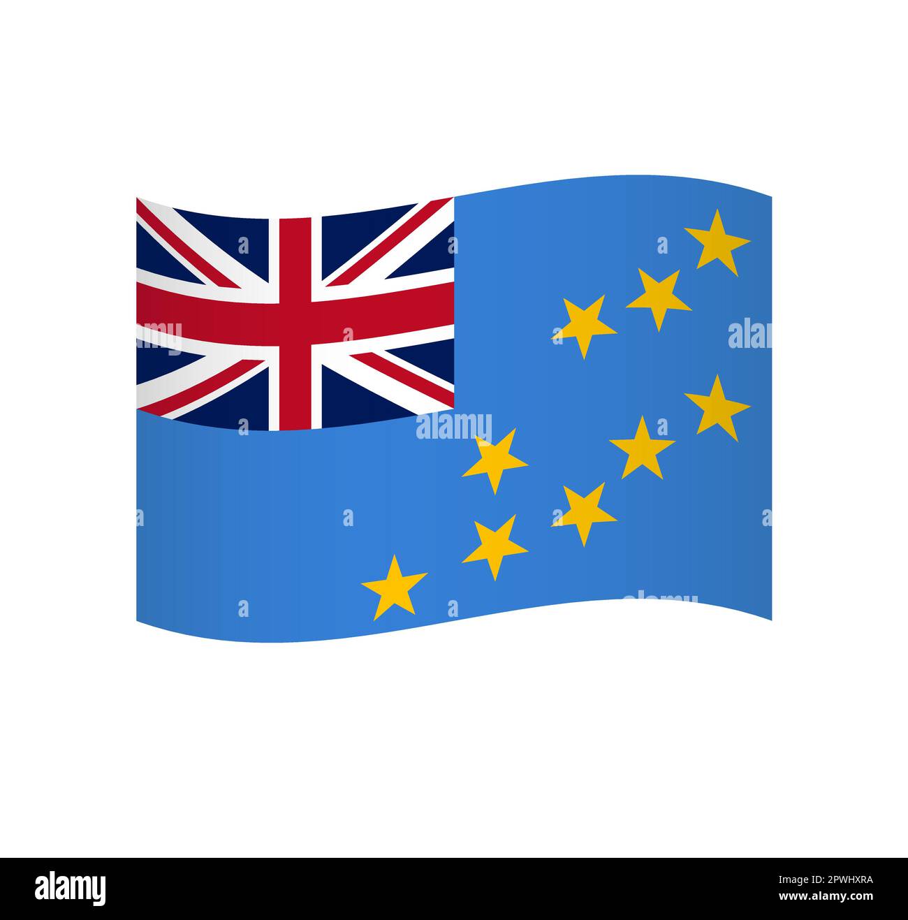 Tuvalu flag simple wavy vector icon with shading Stock Vector Image