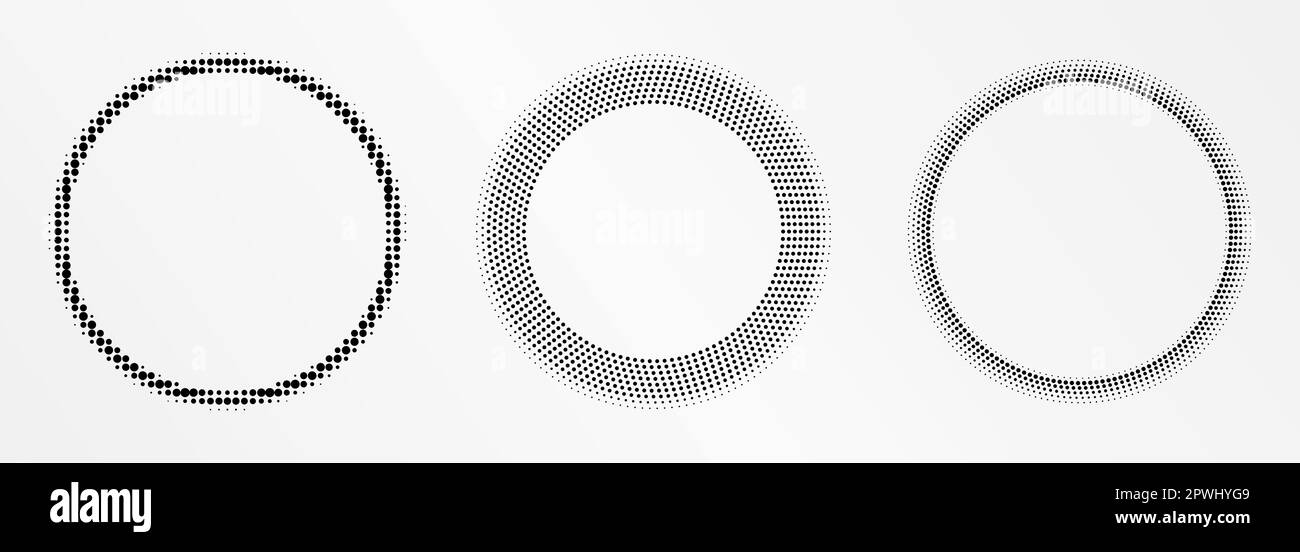 Halftone round frame. Halftone circle logo. Dots emblem Stock Vector ...