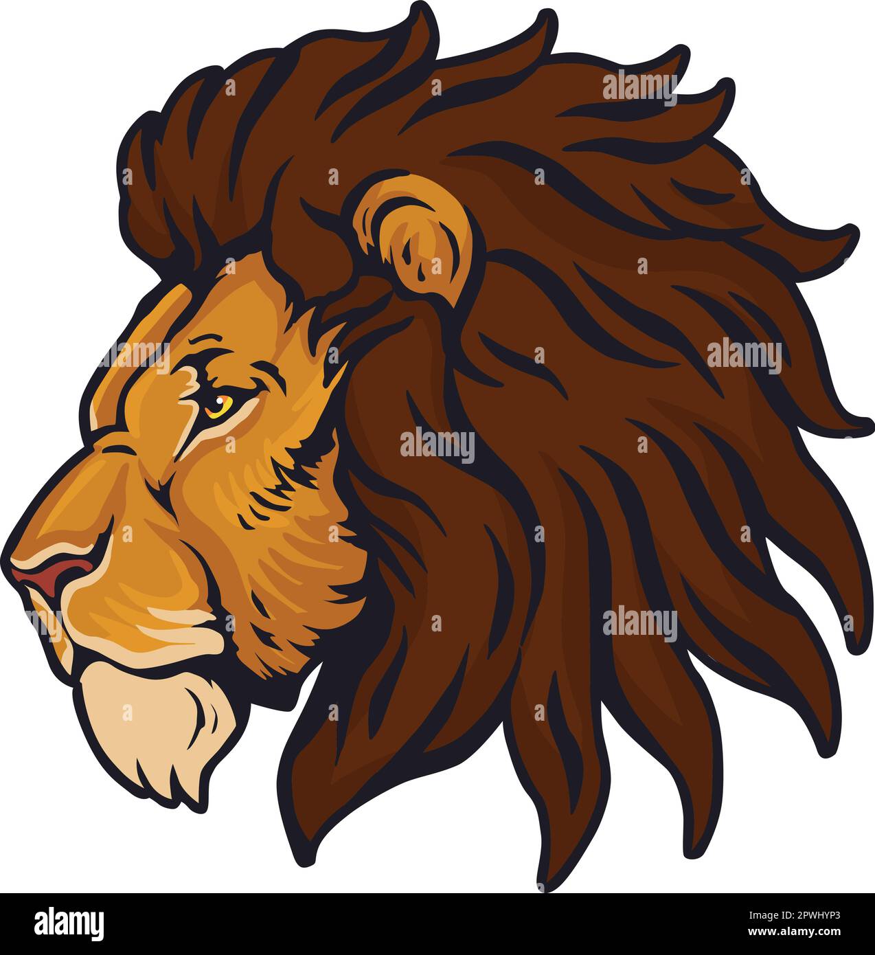 Lion Head Vector Illustration. Colour and BW Stock Vector