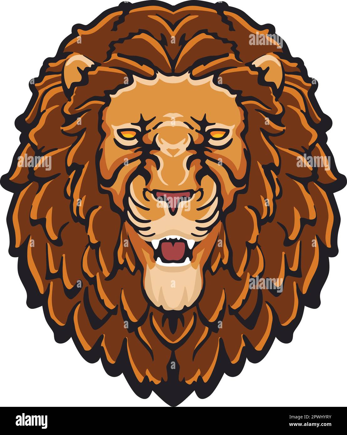 Lion Head Vector Illustration. Colour and BW Stock Vector