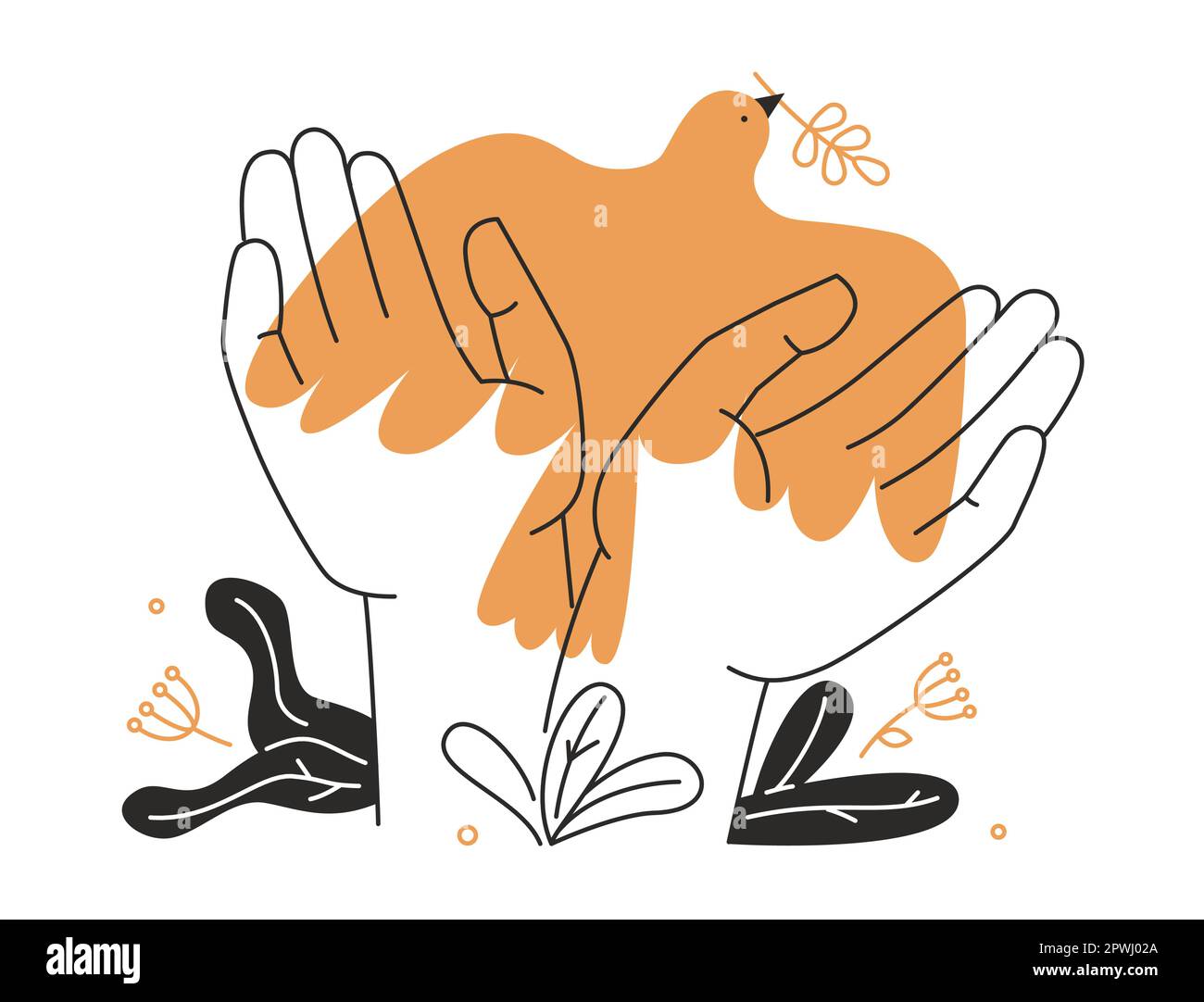 Dove as a symbol of peace - modern line design style illustration Stock ...