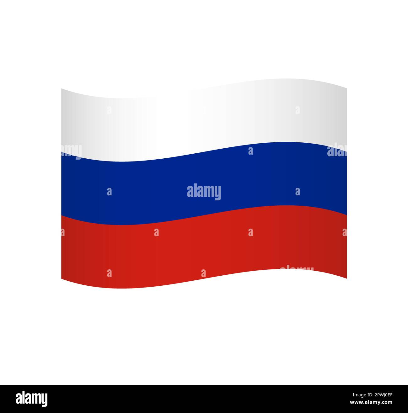Russia flag - simple wavy vector icon with shading. Stock Vector