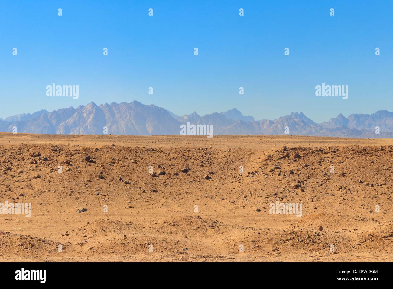 View of Arabian desert and mountain range Red Sea Hills in Egypt Stock ...