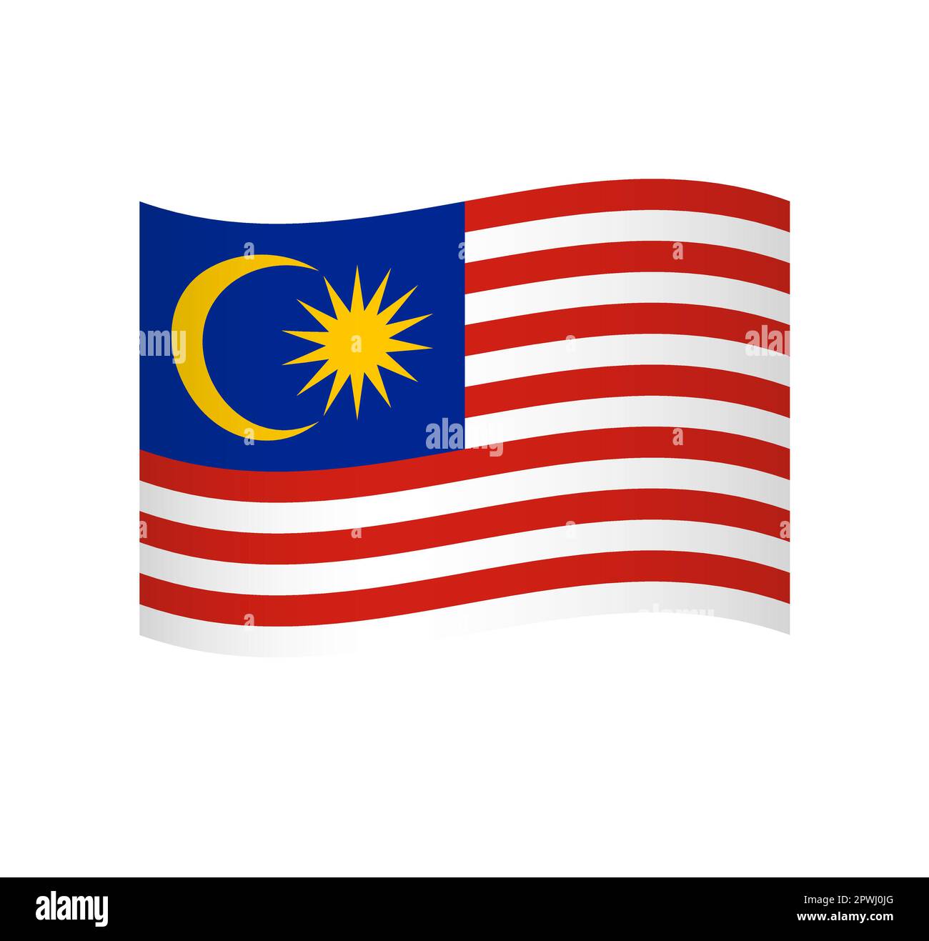 Malaysia flag - simple wavy vector icon with shading Stock Vector Image ...