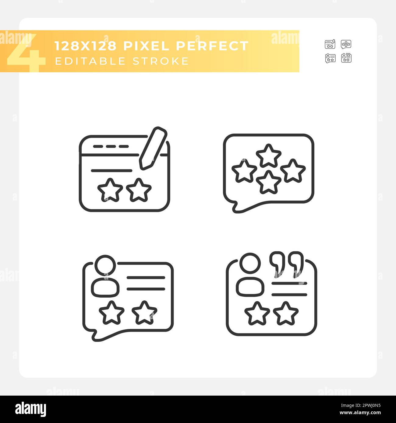 Leave comments with feedbacks pixel perfect linear icons set Stock Vector