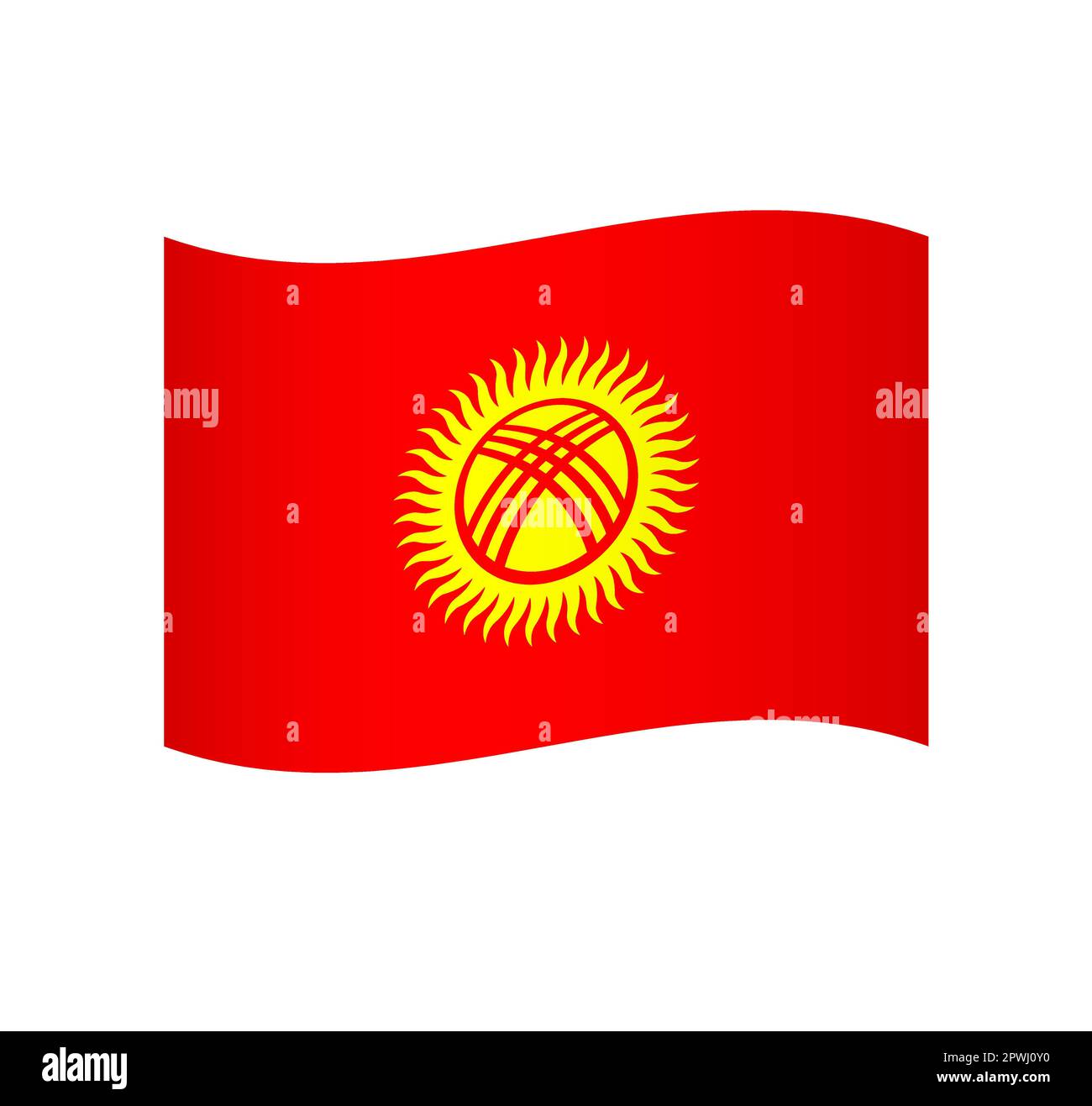 Kyrgyzstan flag - simple wavy vector icon with shading. Stock Vector