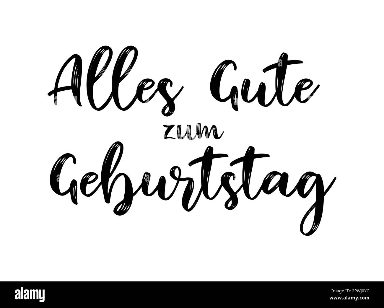German quote Alles gute zum Geburtstag. Translated Happy Birthday. Hand drawn lettering in as logo or banner. Stock Vector