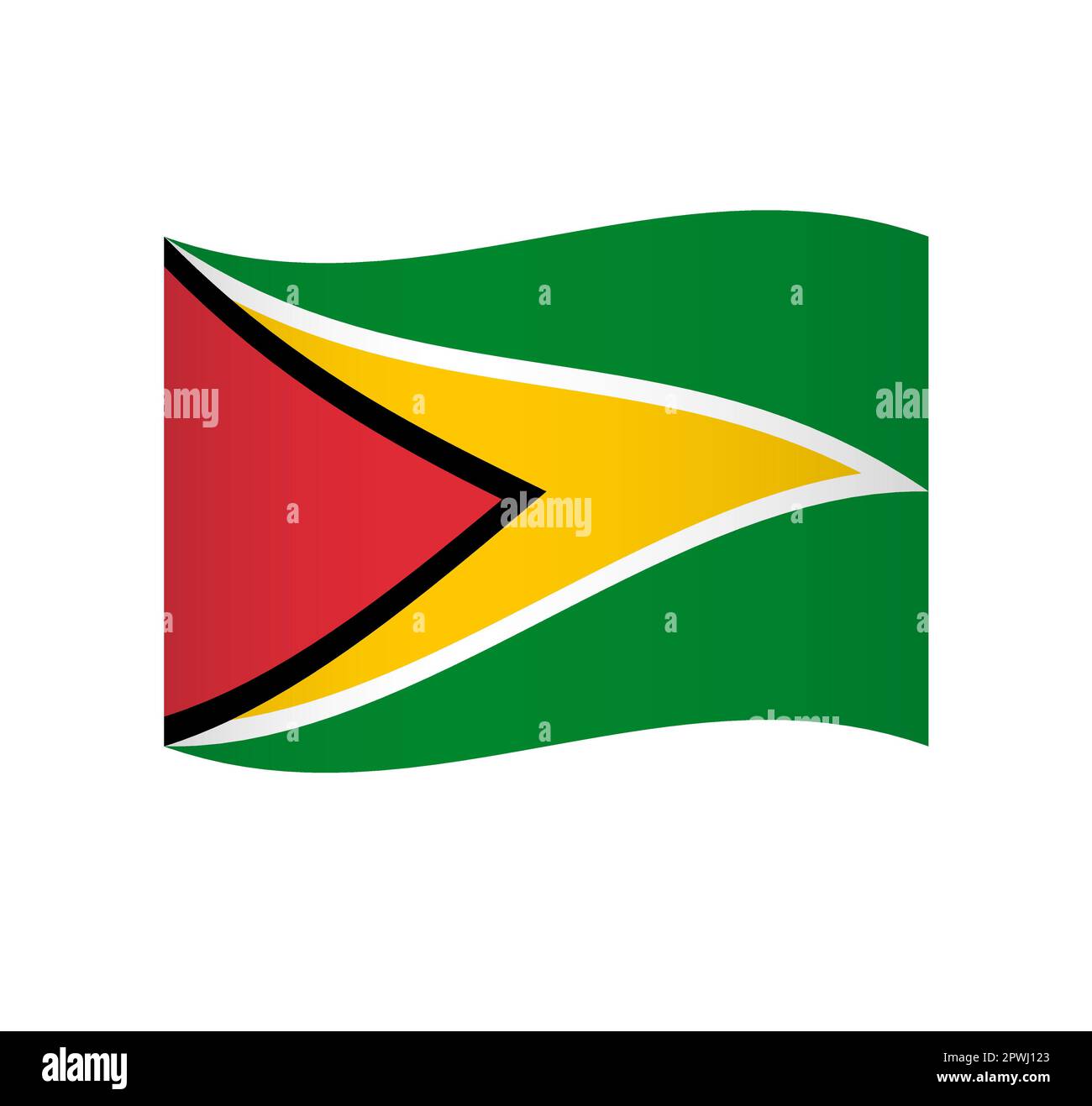 Guyana flag - simple wavy vector icon with shading Stock Vector Image ...