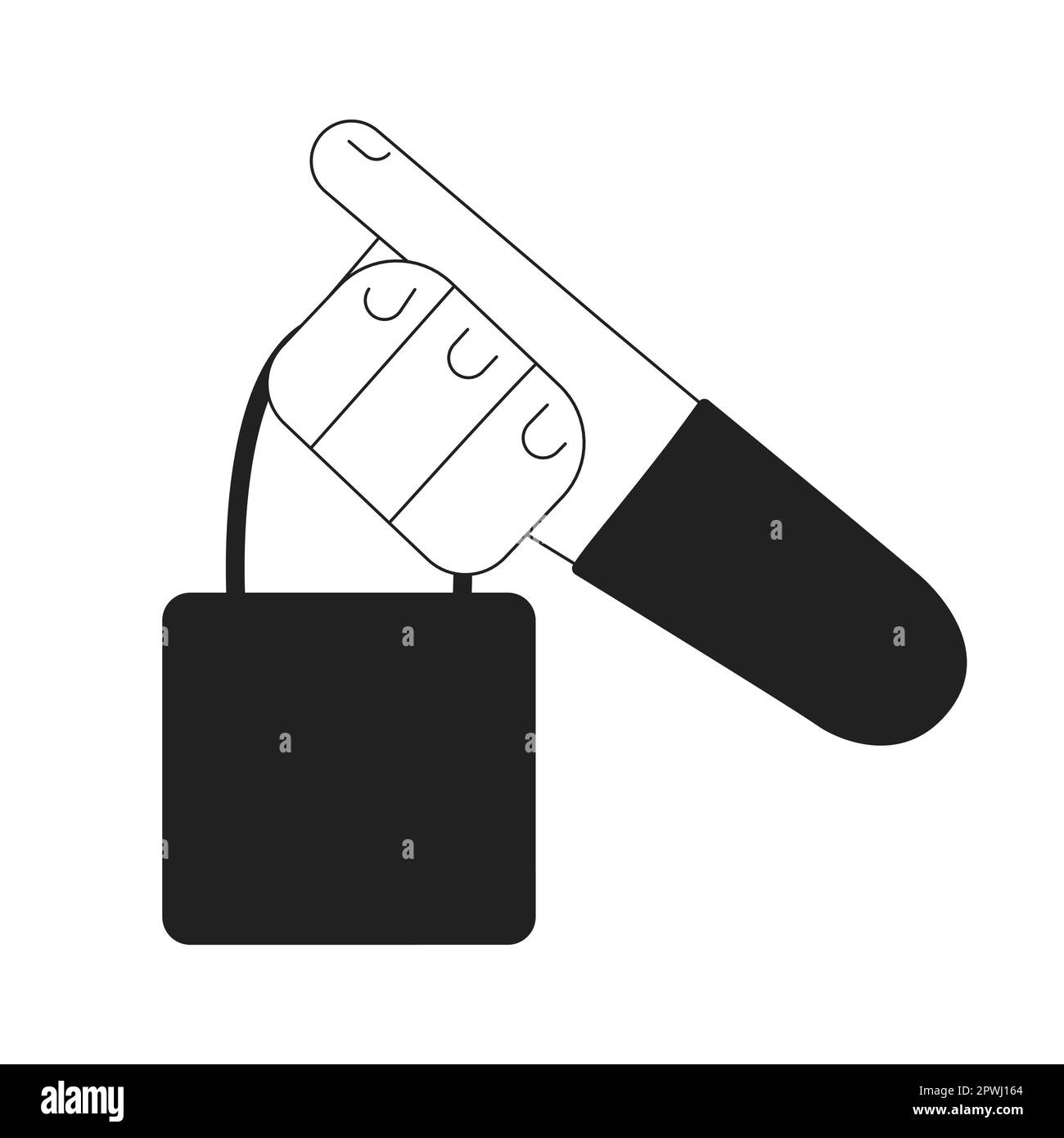 Holding shopping bag from boutique monochromatic flat vector first view hand Stock Vector