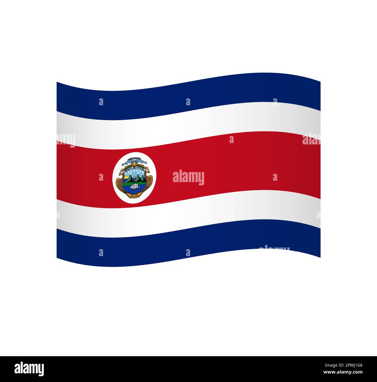 Costa Rica flag - simple wavy vector icon with shading Stock Vector ...