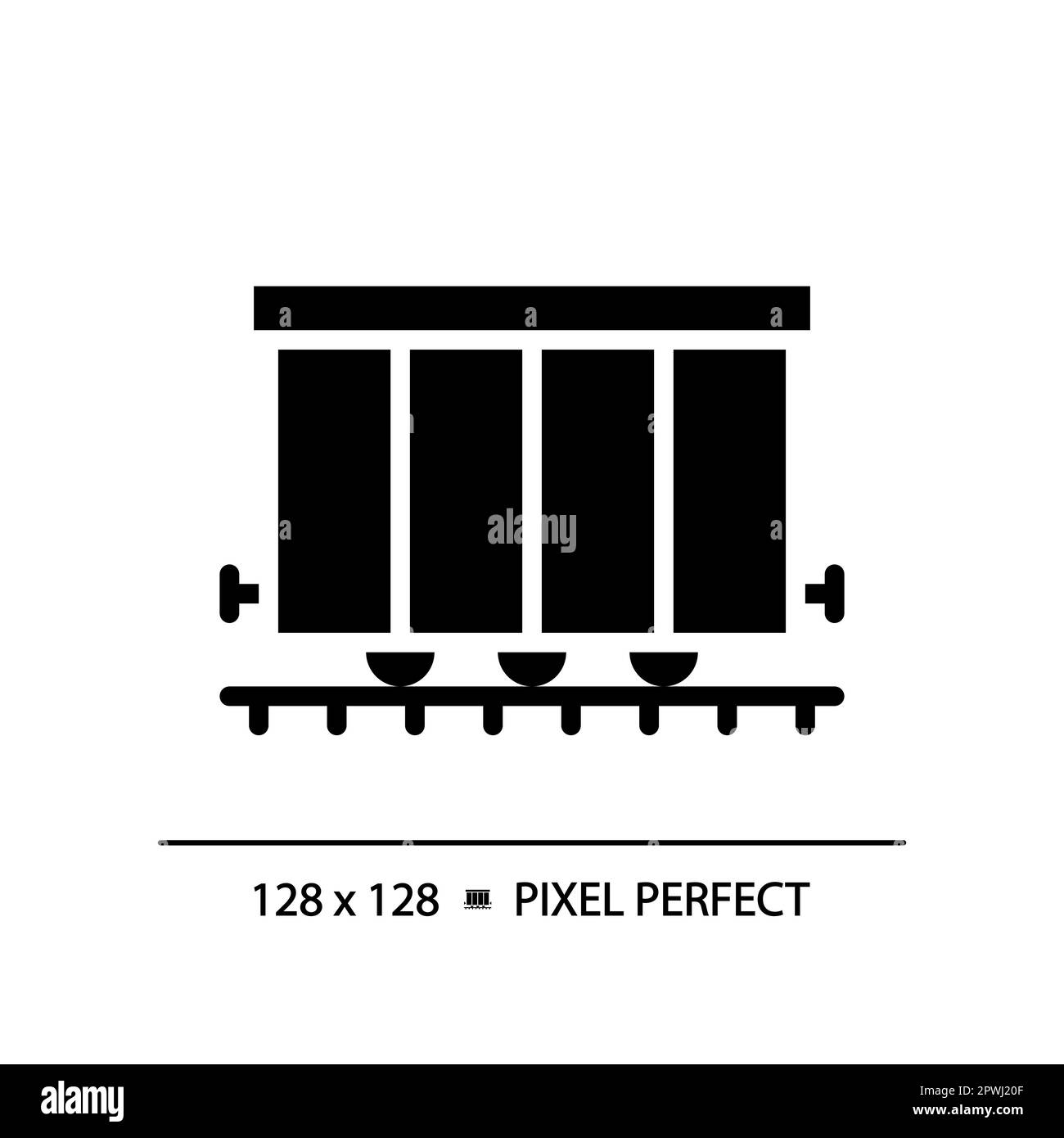 Cargo railroad carriage pixel perfect black glyph icon Stock Vector ...