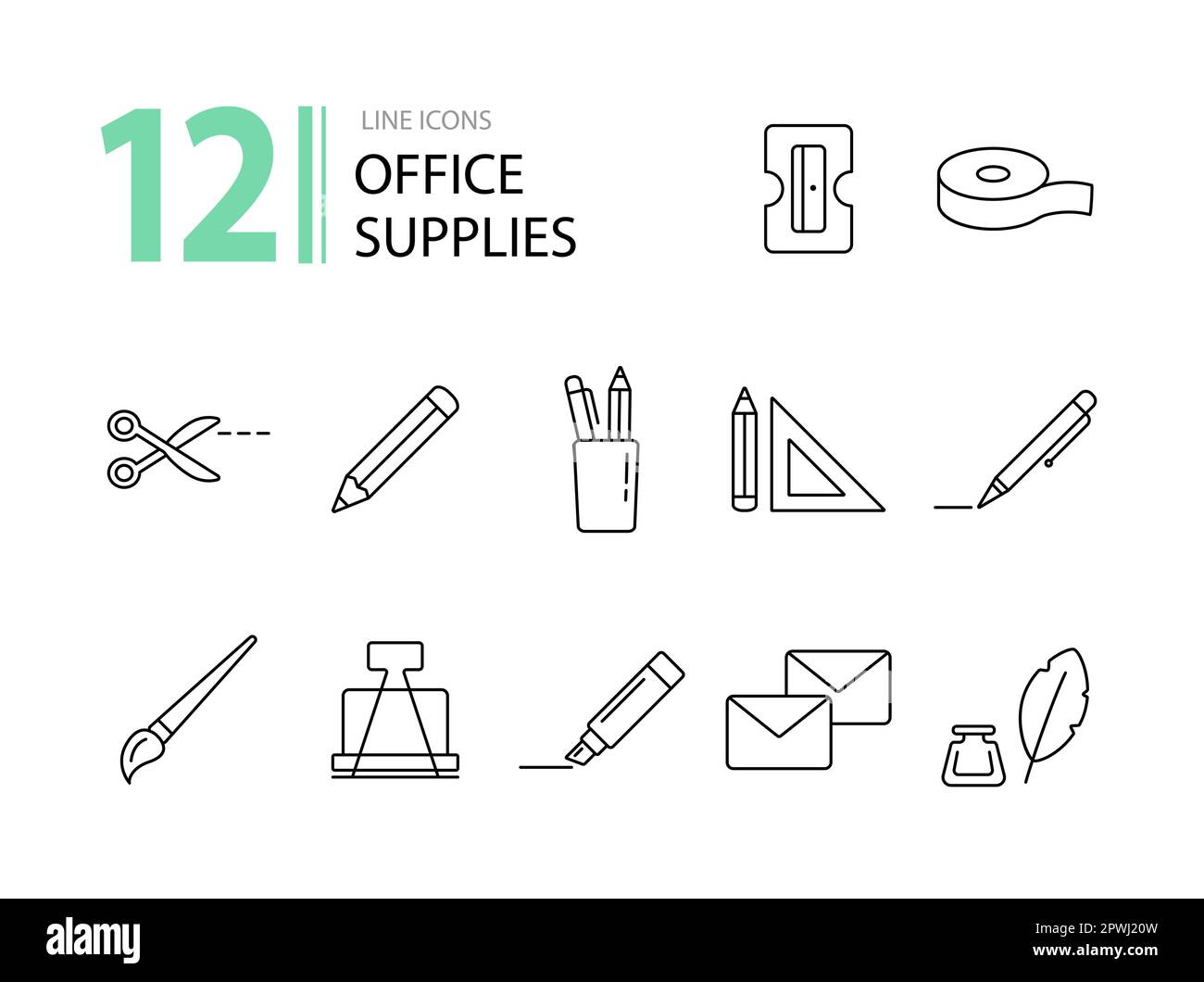 Office supplies icon set Stock Vector