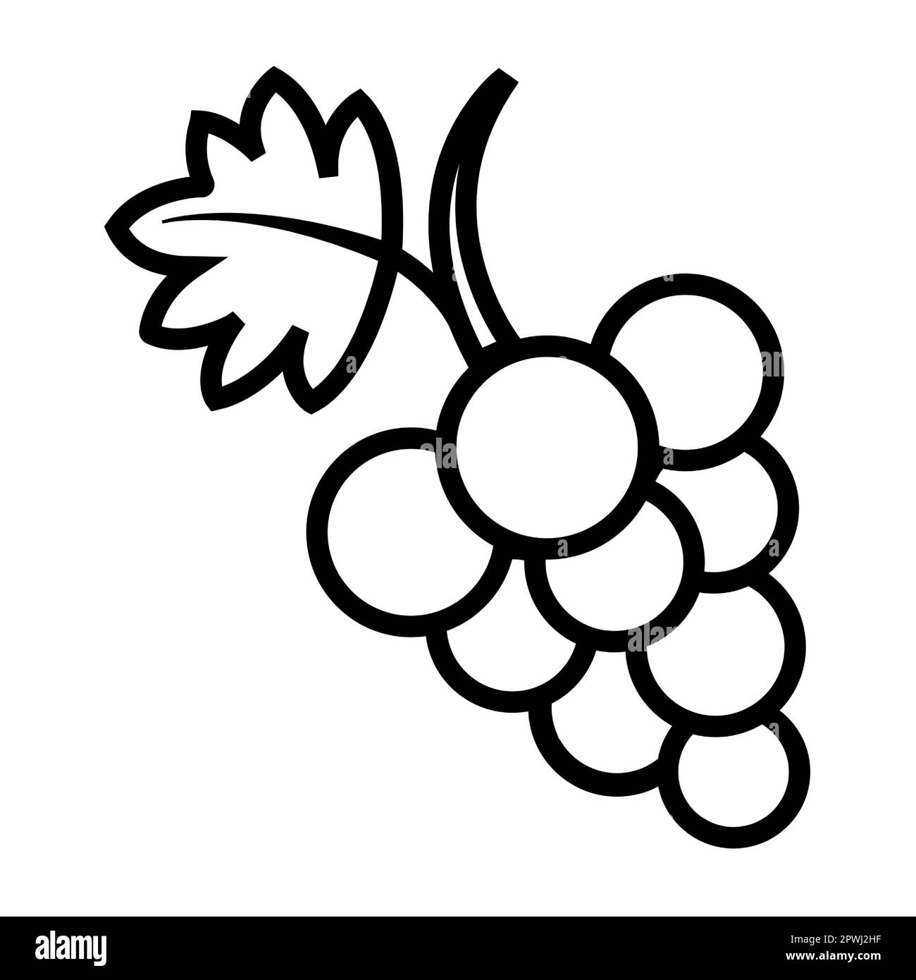 line Bunch of grapes with leaf flat vector icon for food apps Stock Vector