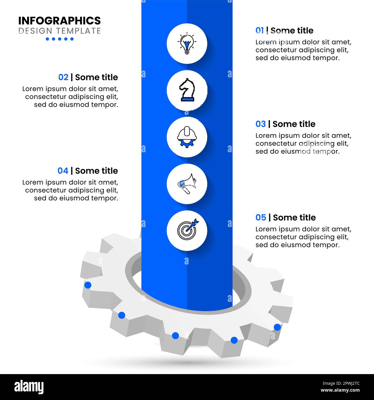 Infographic template with icons and 5 options or steps. Gear. Can be ...