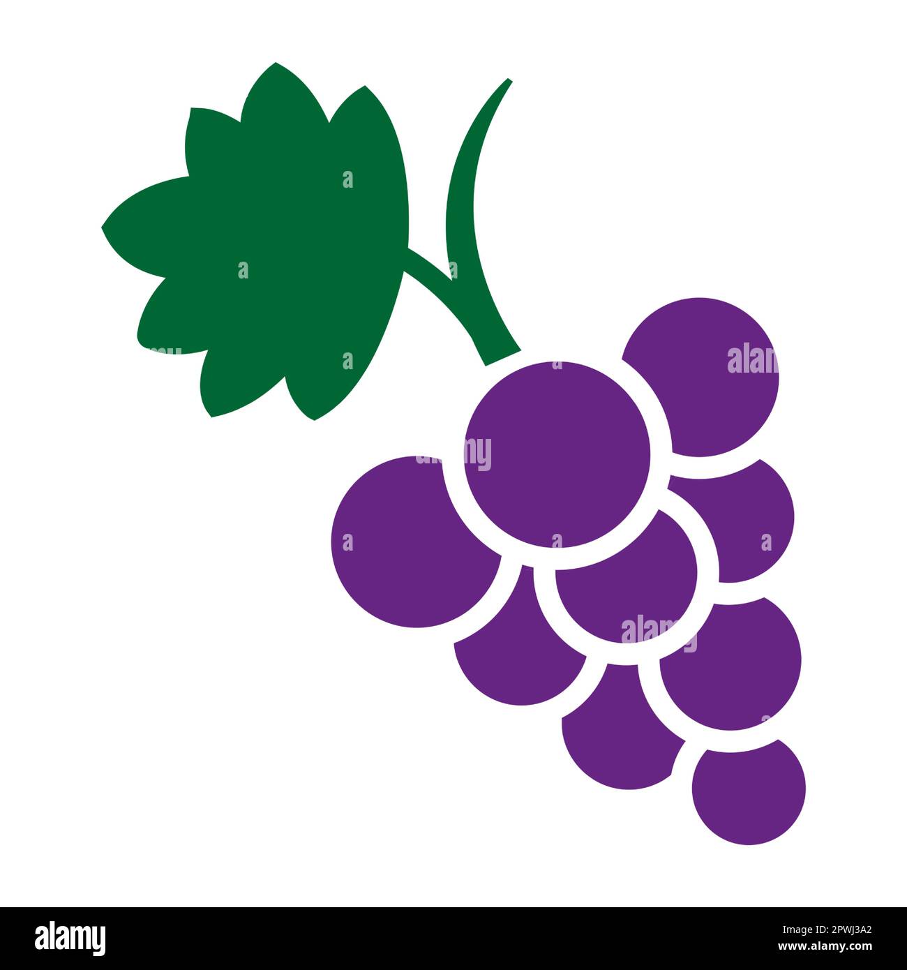 grapes with leaf flat vector icon for food apps isolated Stock Vector