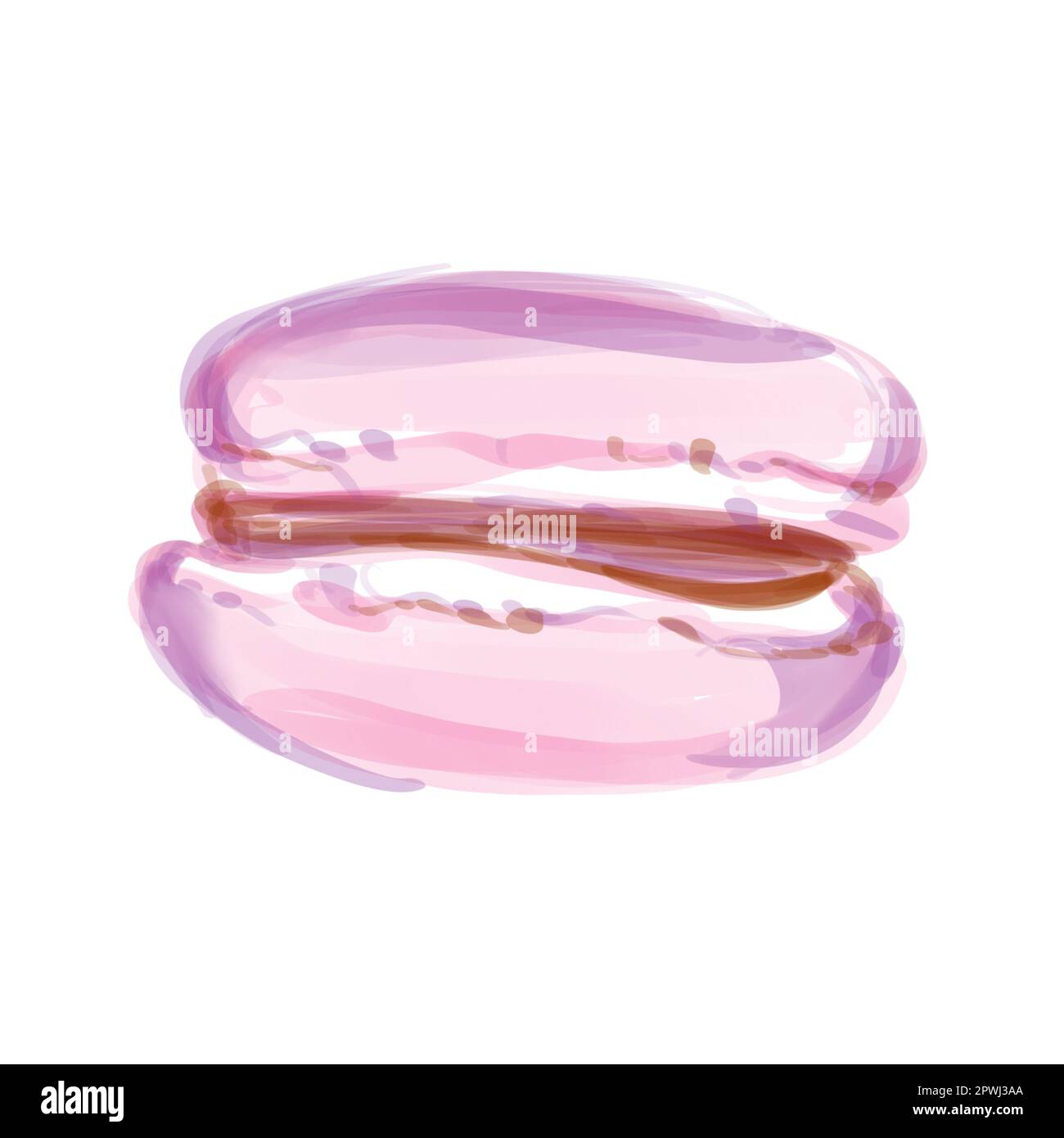 Purple macaron. Hand drawn watercolor illustration. Isolated on white background. Stock Photo
