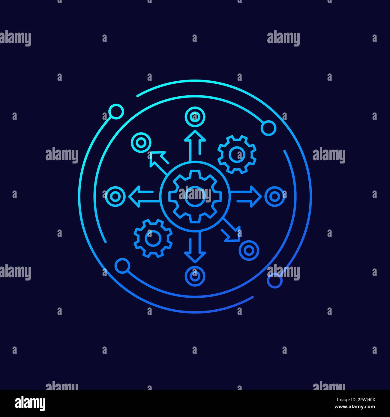 process automation, operations icon, linear design Stock Vector Image ...