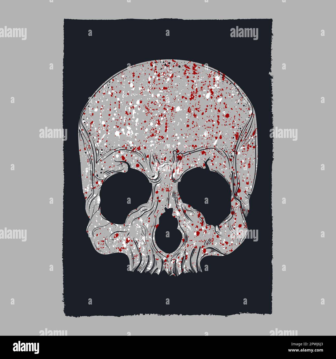 Bloody skull and bone poster design with gritty texture. Editable ...