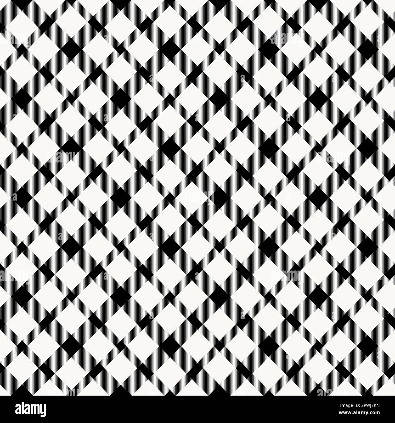 Black white gingham cloth vector. Checkered tablecloth pattern. Traditional plaid seamless vector texture. Gingham plaid pattern. Stock Vector