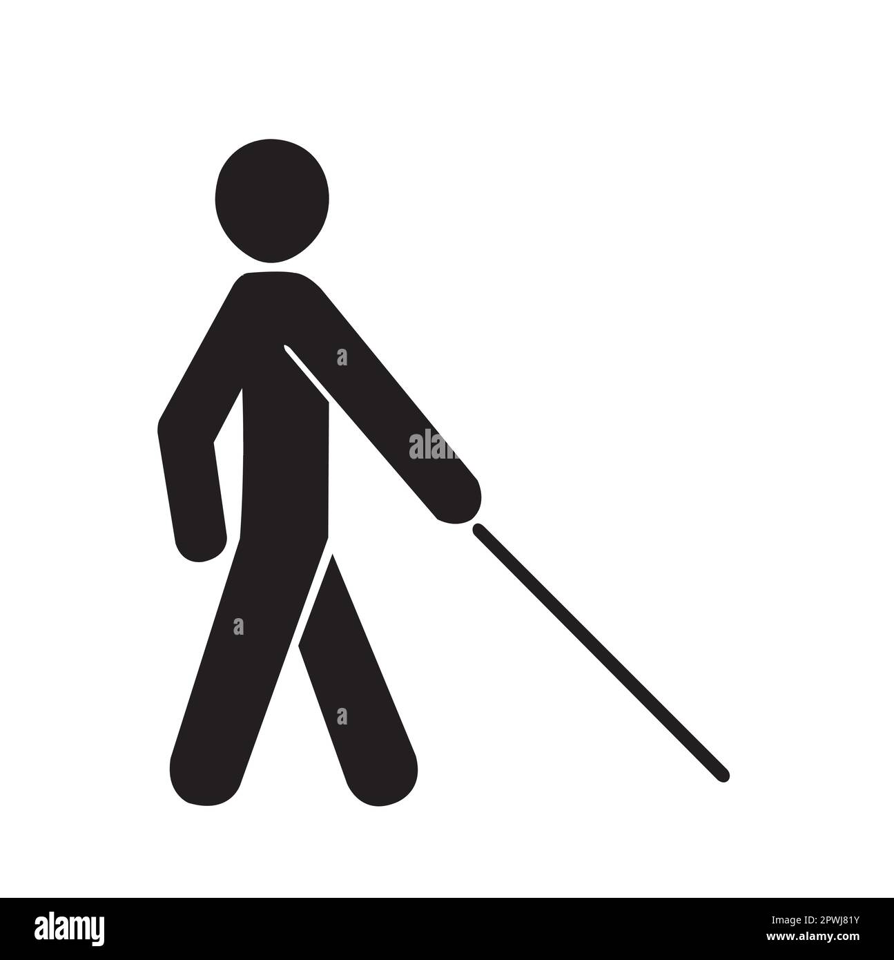 Black blind person sign on a white background with copy space Stock