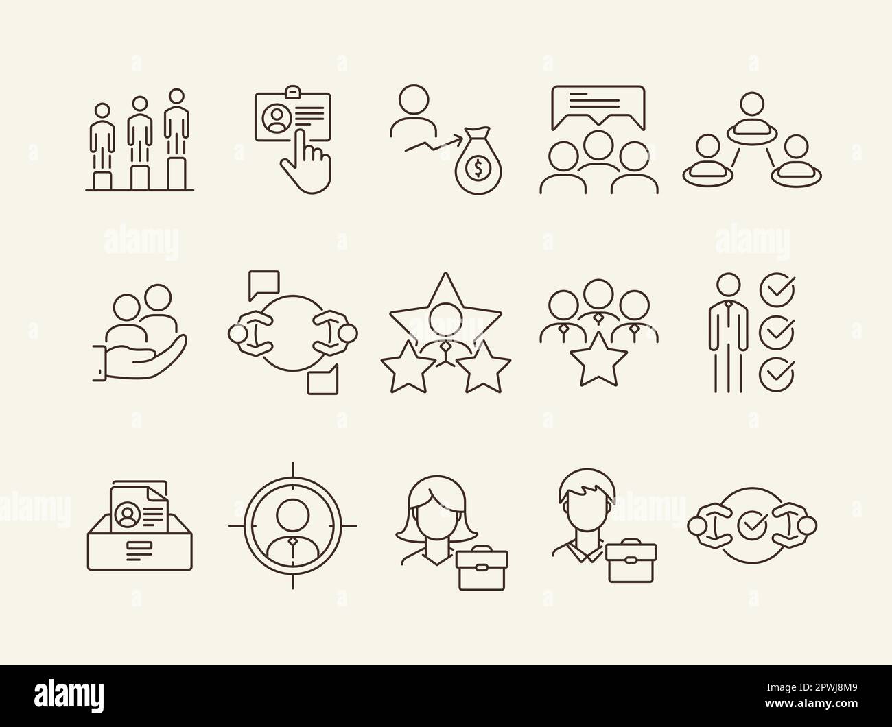 Job interview line icon set Stock Vector