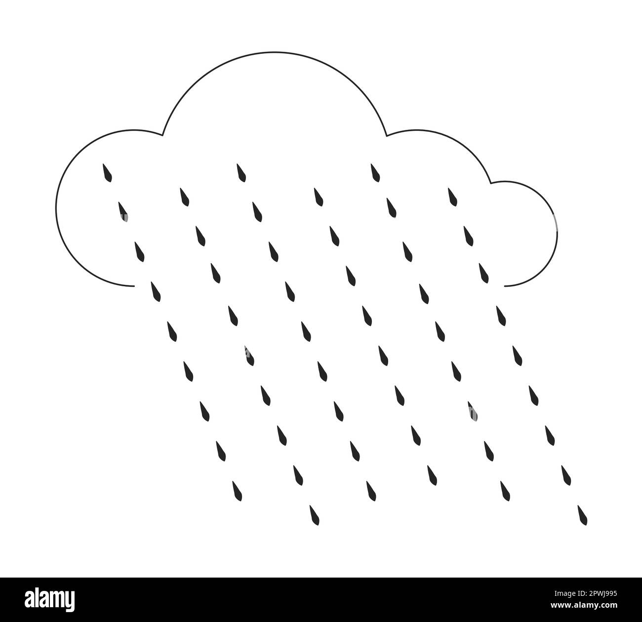 White cloud with rain droplets flat line black white vector object Stock Vector Image & Art Alamy