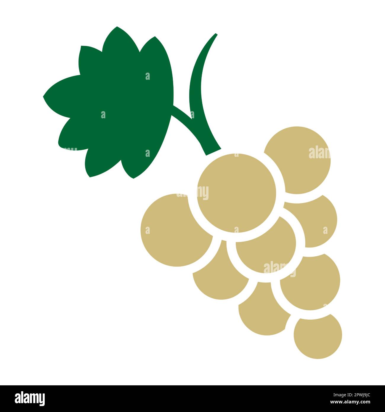 green grapes with leaf flat vector icon for food apps isolated Stock Vector